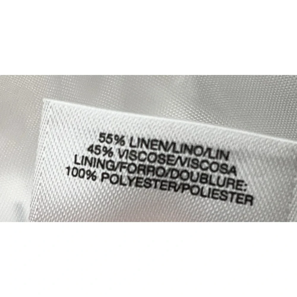 Jones Studio Jacket 16 White Linen Blend Cropped 3/4 Sleeve Open Coastal‎ Preppy